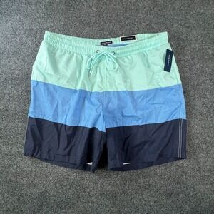 Club Room Swim Trunks Men XL Blue Combo Color Block Quick Dry Surfing Drawstring